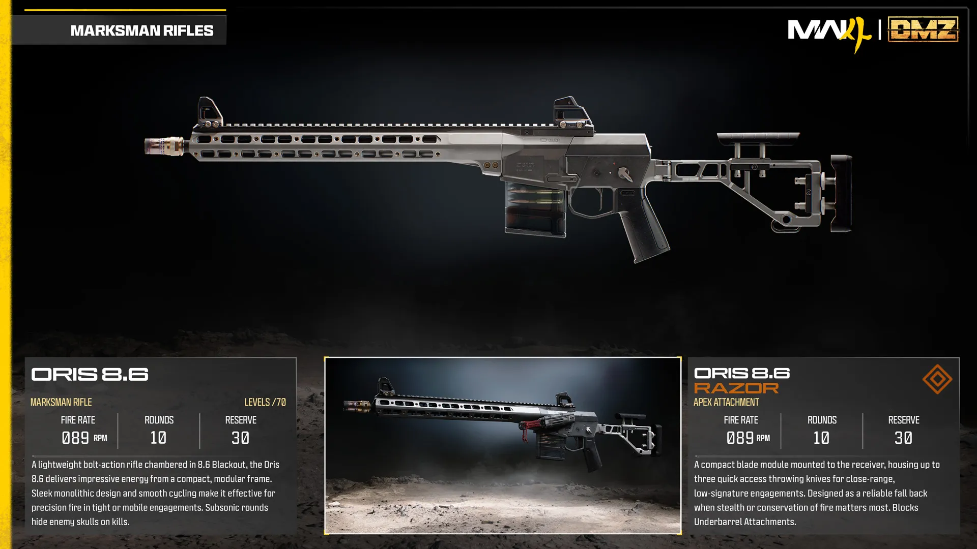 Oris 8.6 base weapon