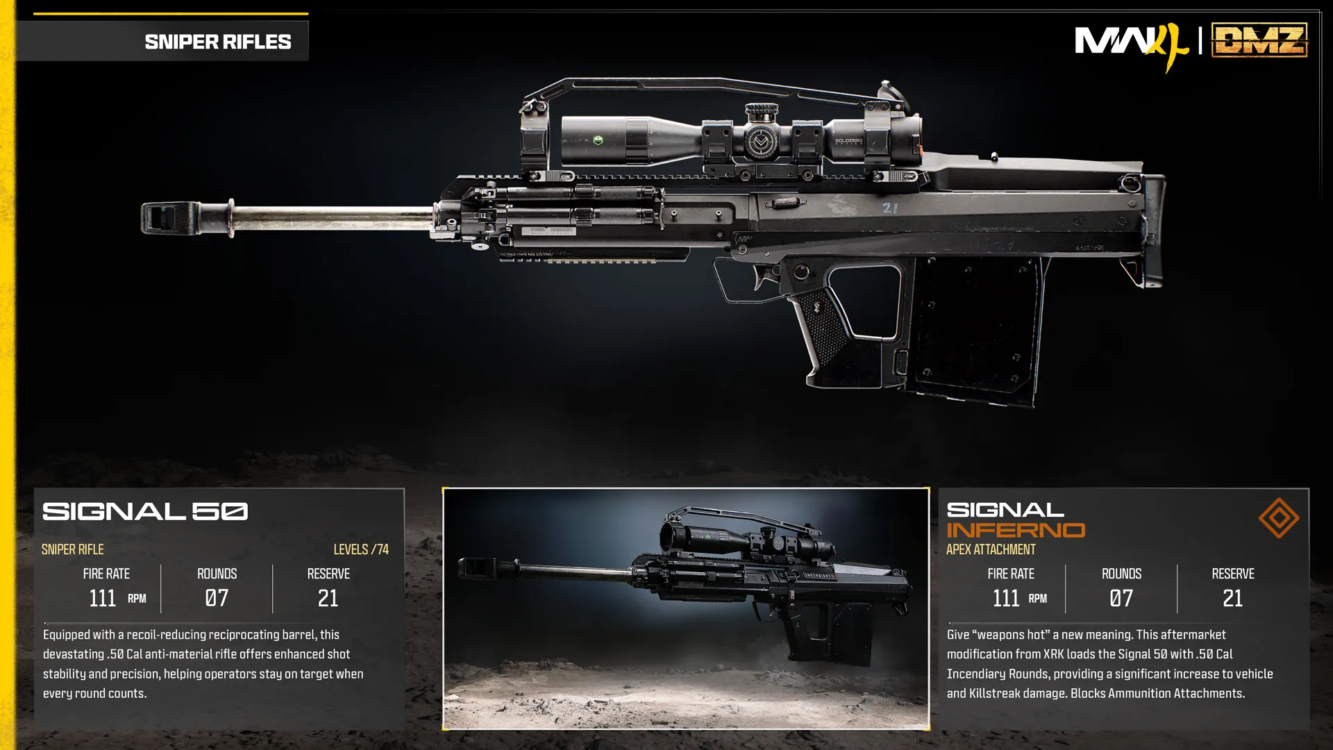 Signal 50 base weapon