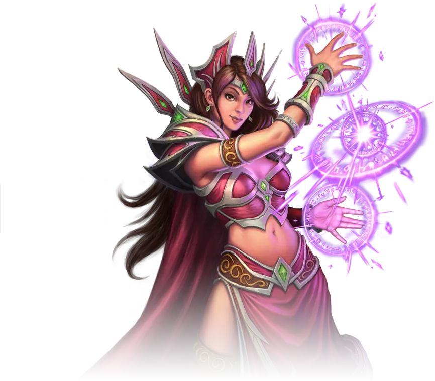 Painted art of a mage conjuring rings of arcane light