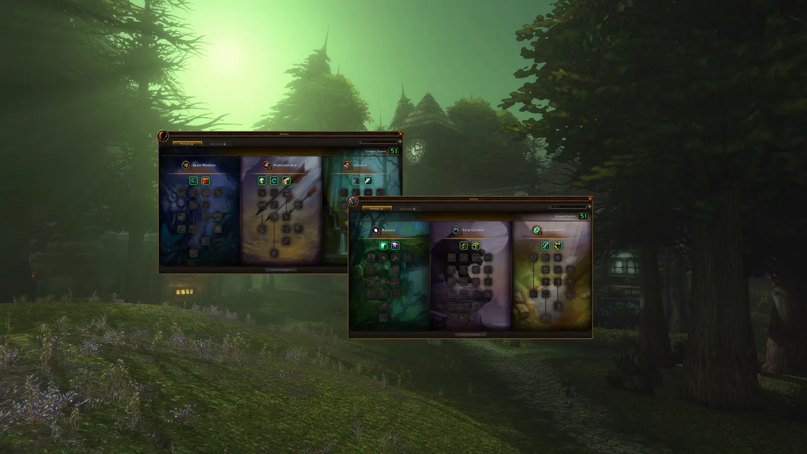 Talent windows over a misty green forest